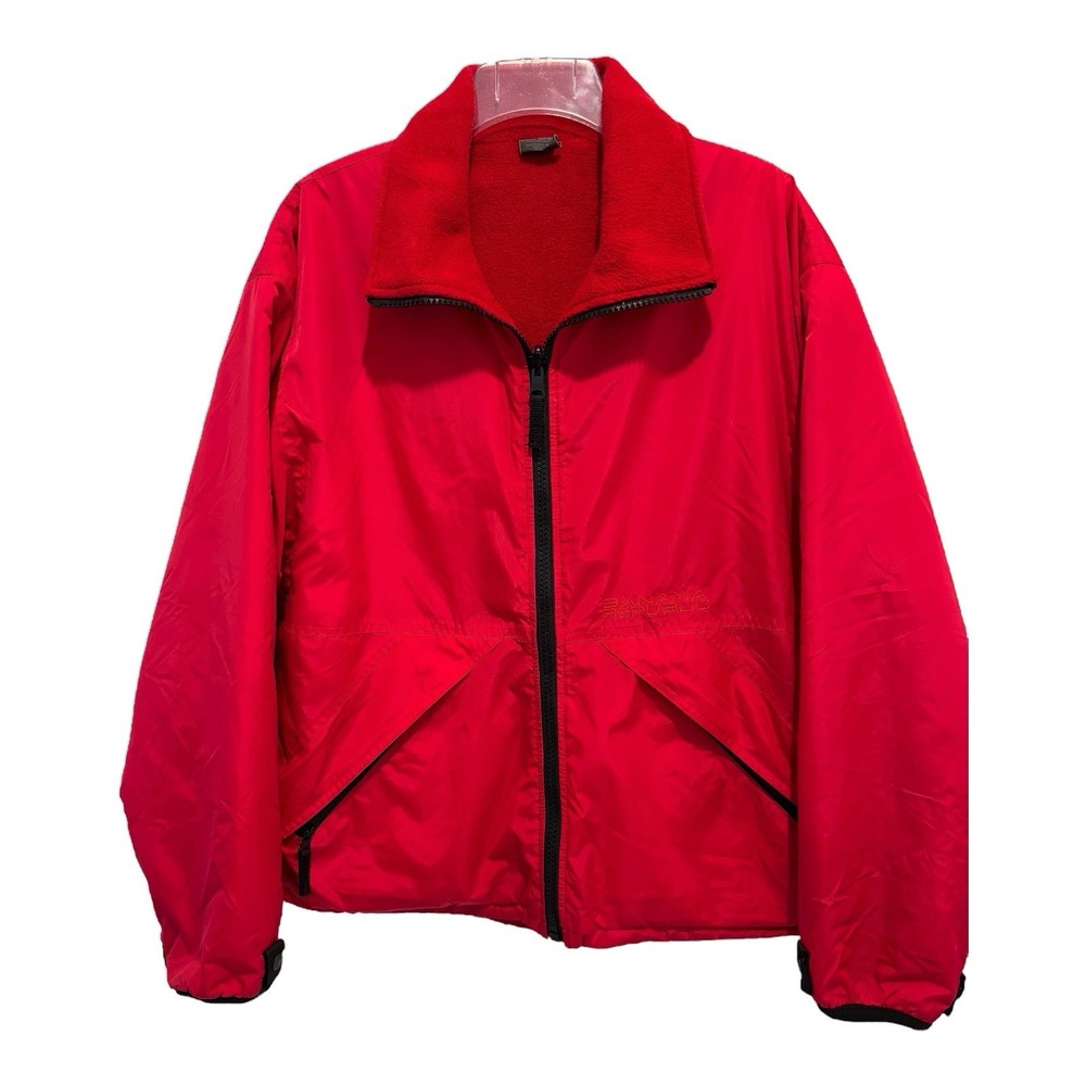 Vintage Banana Republic Jacket Red Reversible Nylon Fleece Mens Small Read Desc